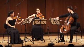 Liya Yakupova (Violine), Laura Rayén Escanilla Rivera (Viola) und Simon Deffner (Violoncello)